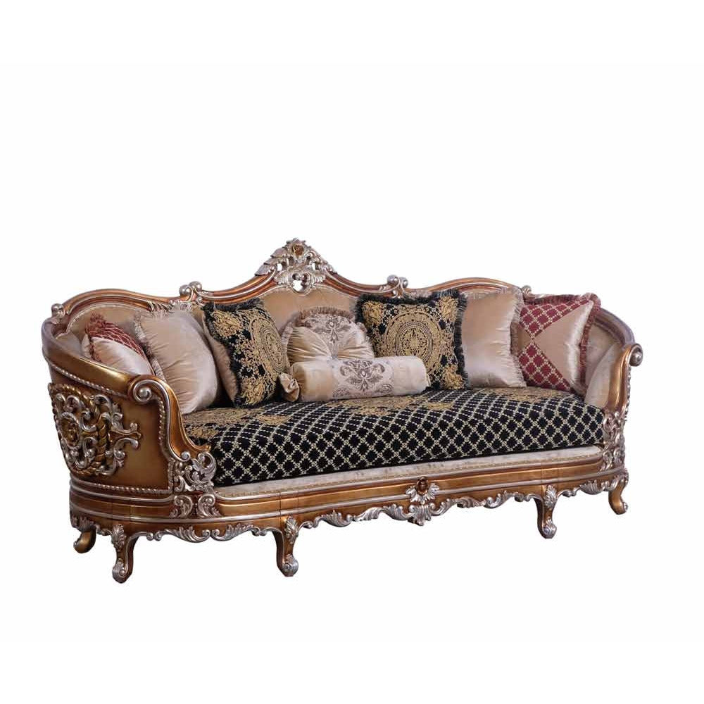 European Furniture - Saint Germain II Luxury Sofa in Light Gold & Antique Silver - 35552-S - New Star Living