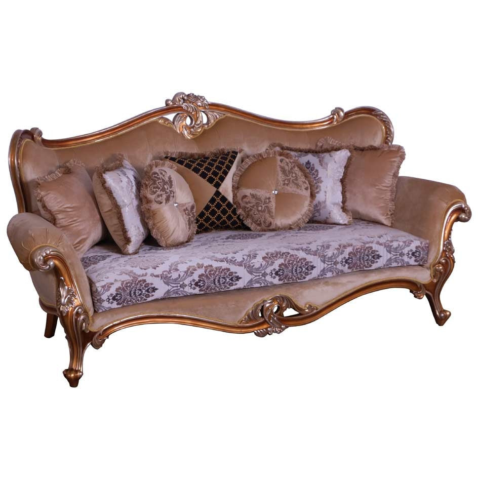 European Furniture - Augustus II Luxury Sofa in Light Gold & Antique Silver - 37059-S - New Star Living