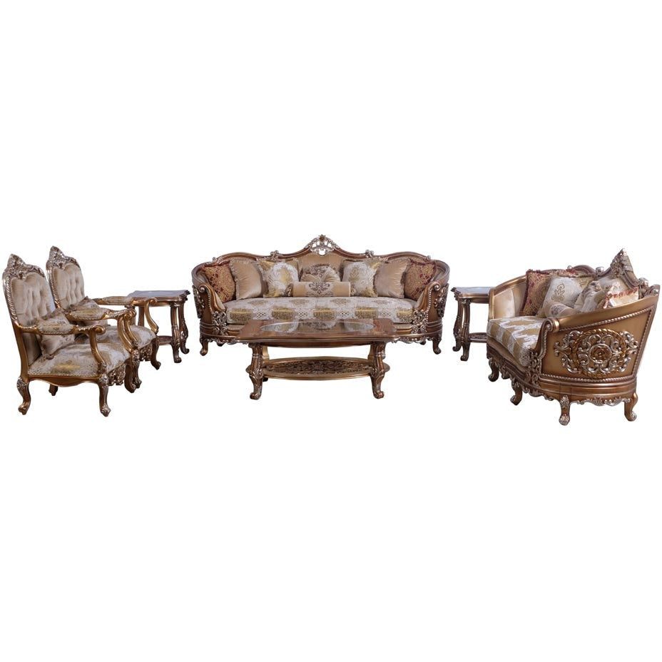 European Furniture - Saint Germain 3 Piece Luxury Occasional Table Set in Light Gold & Antique Silver - 35550-CT-ET - New Star Living