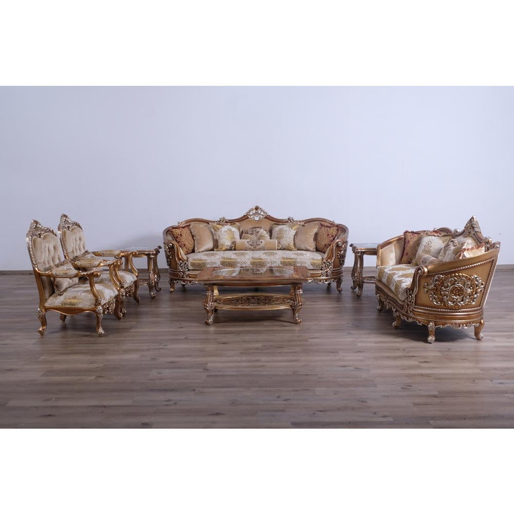 European Furniture - Saint Germain Luxury Sofa in Light Gold & Antique Silver - 35550-S - New Star Living