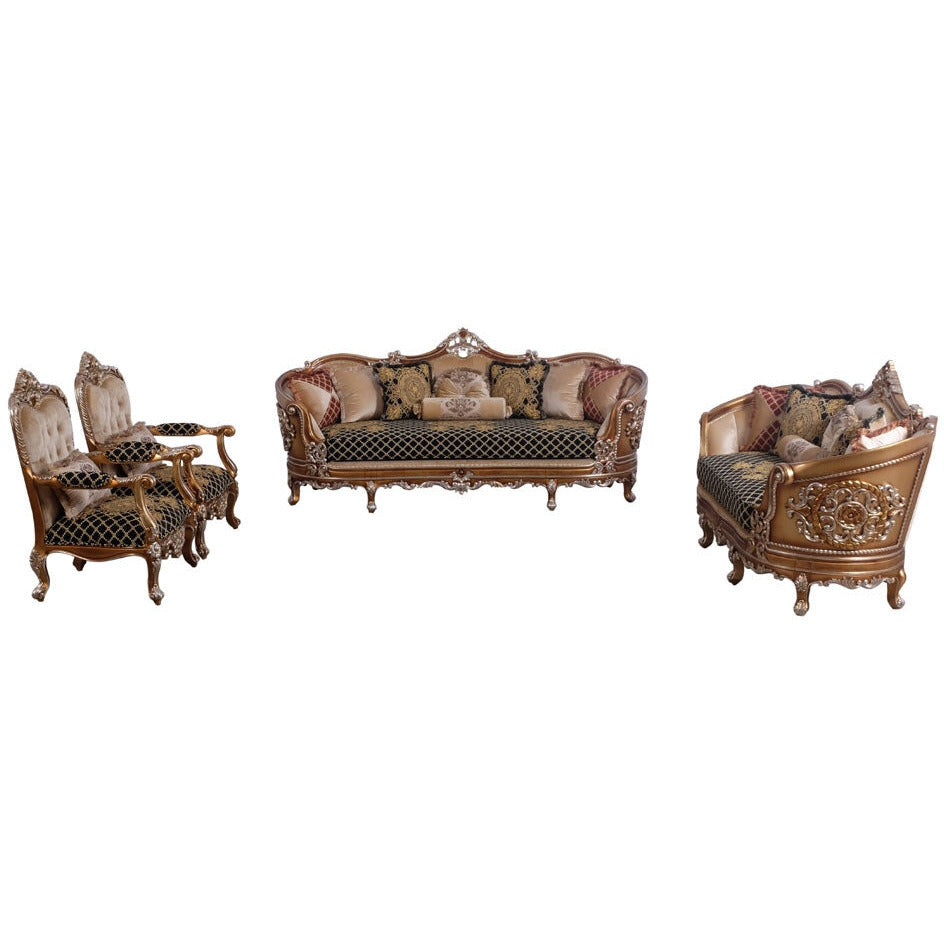 European Furniture - Saint Germain II 4 Piece Luxury Living Room Set in Light Gold & Antique Silver - 35552-SL2C - New Star Living