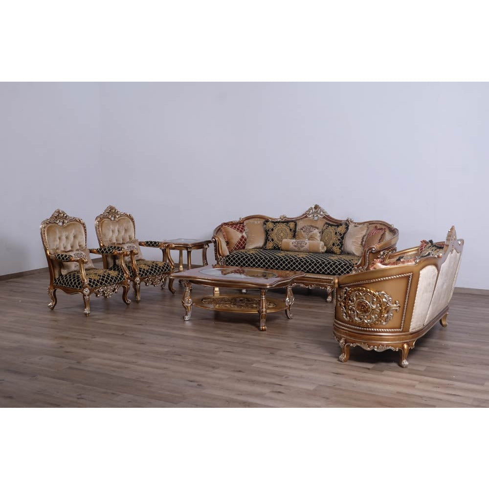 European Furniture - Saint Germain II 3 Piece Luxury Living Room Set in Light Gold & Antique Silver - 35552-S2C - New Star Living