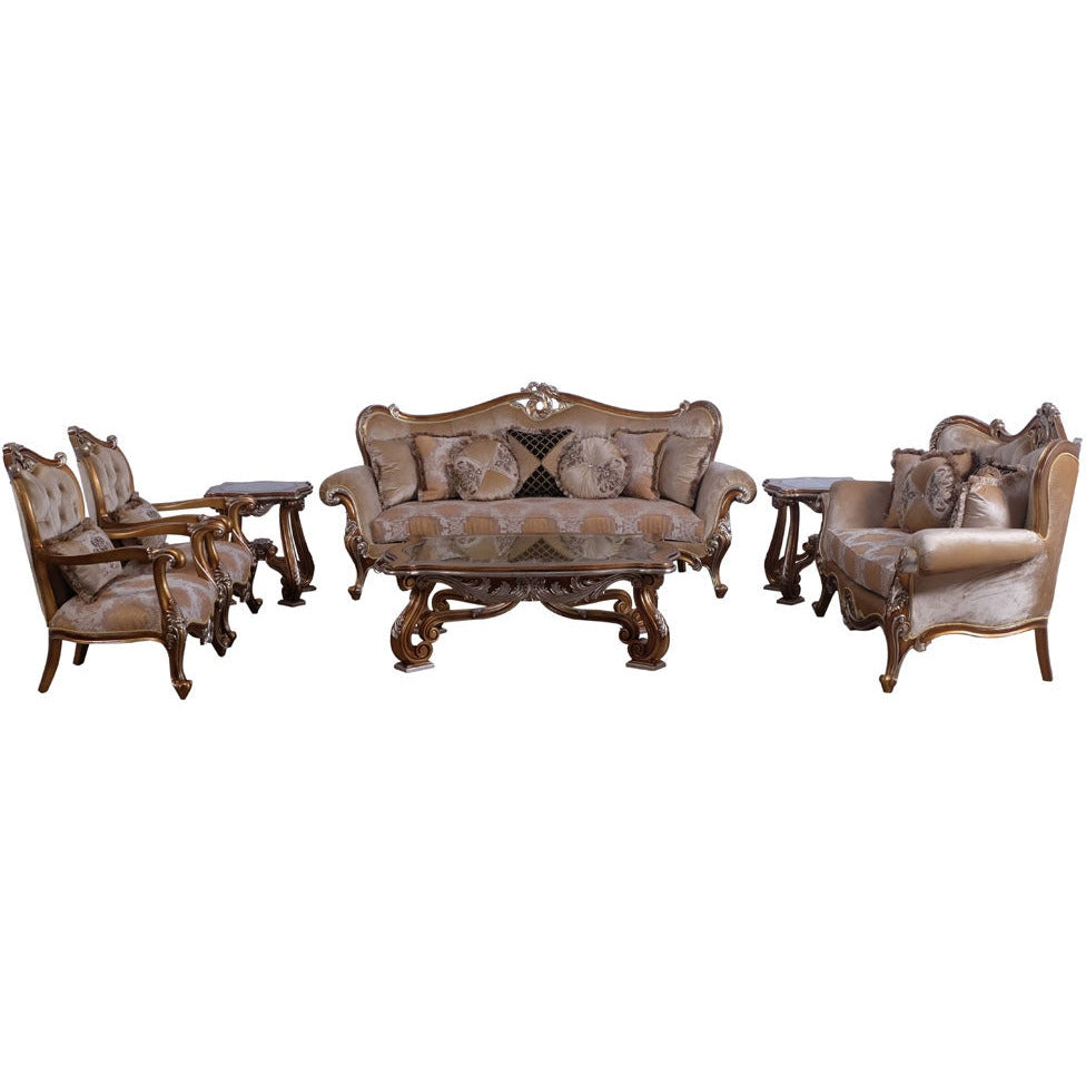 European Furniture - Augustus 3 Piece Luxury Living Room Set in Light Gold & Antique Silver - 37057-SLC - New Star Living