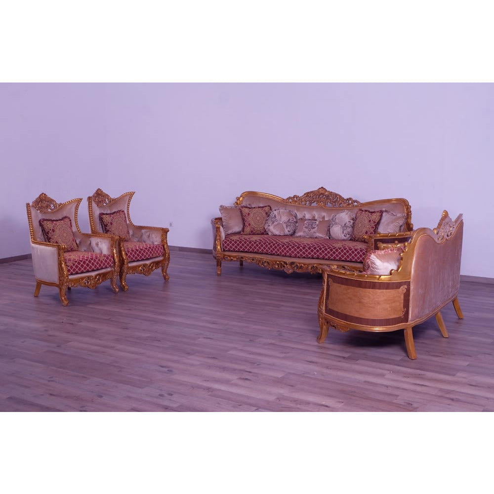 European Furniture - Modigliani 3 Piece Luxury Living Room Set in Red and Gold - 31058-SLC - New Star Living