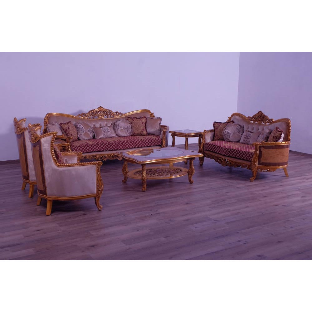 European Furniture - Modigliani 4 Piece Luxury Living Room Set in Red and Gold - 31058-SL2C - New Star Living