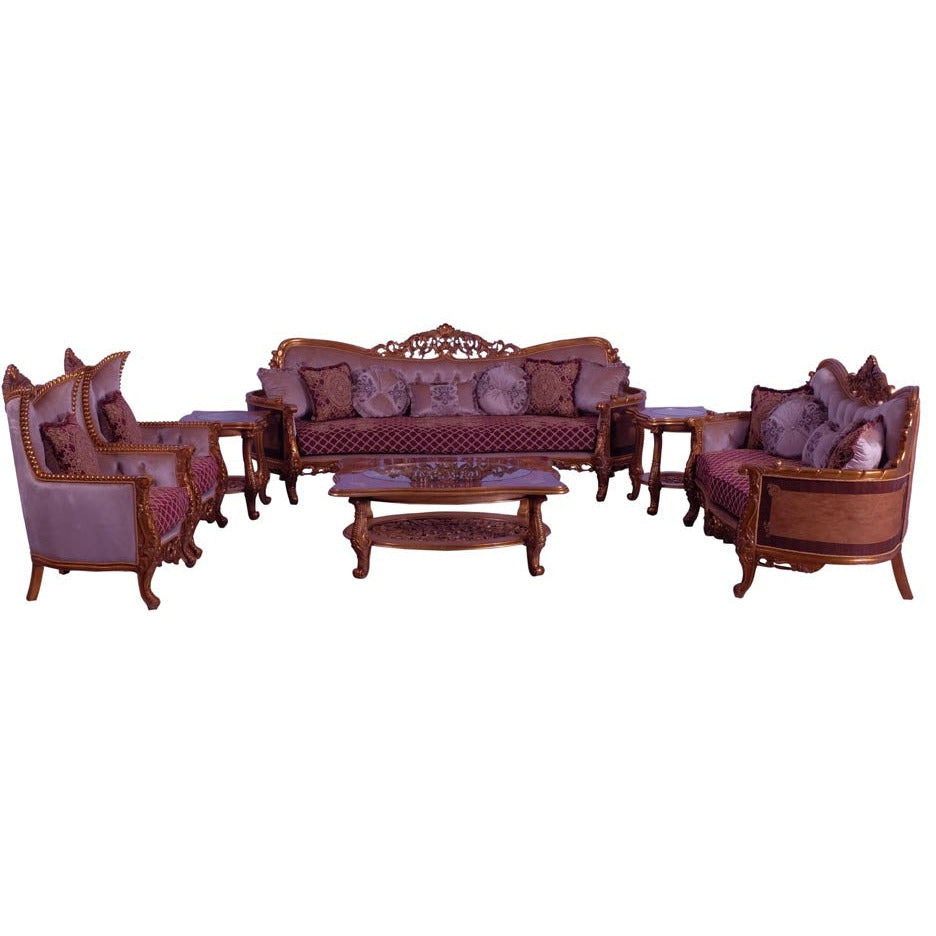European Furniture - Modigliani 2 Piece Luxury Sofa Set in Red and Gold - 31058-SC - New Star Living