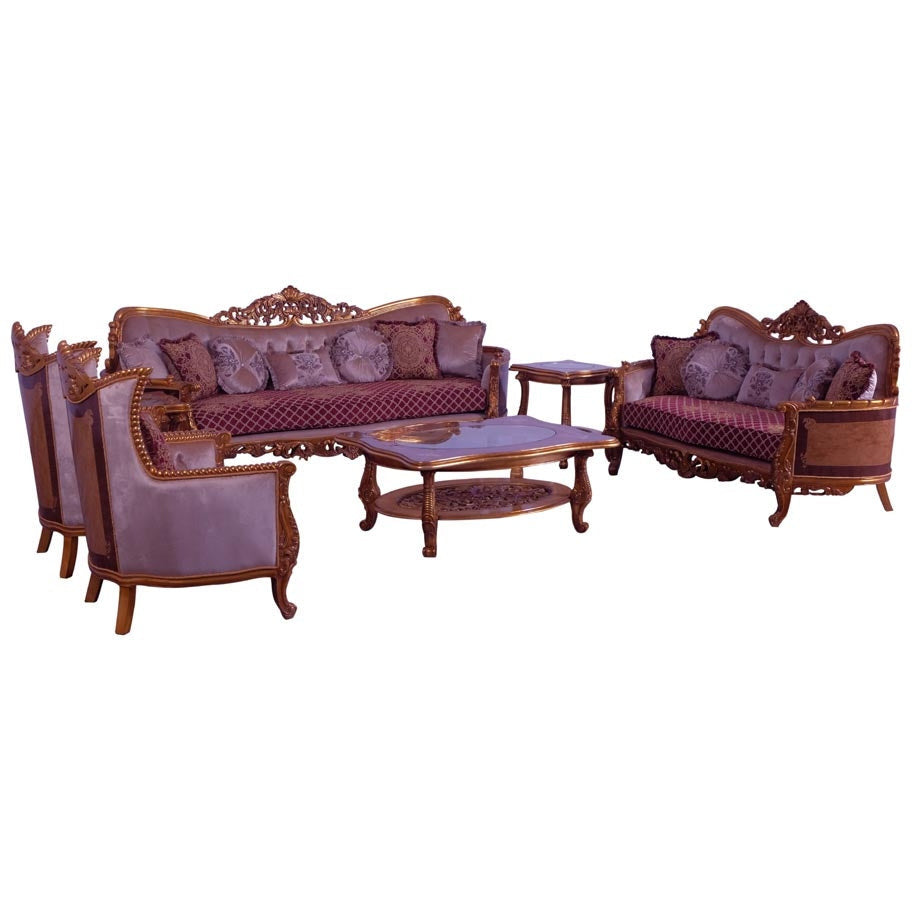European Furniture - Modigliani 3 Piece Luxury Living Room Set in Red and Gold - 31058-SLC - New Star Living