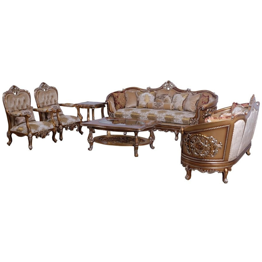 European Furniture - Saint Germain Luxury Loveseat in Light Gold & Antique Silver - 35550-L - New Star Living