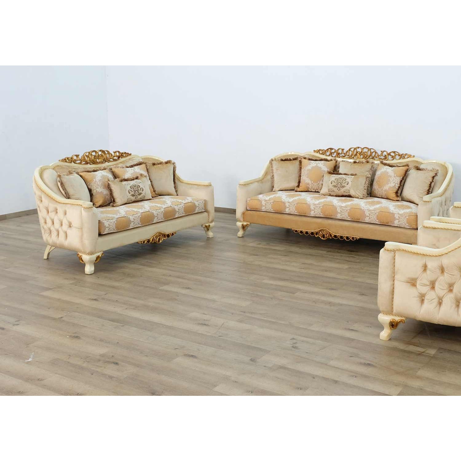 European Furniture - Angelica 2 Piece Living Room Set in Brown & Gold - 45352-2SET - New Star Living
