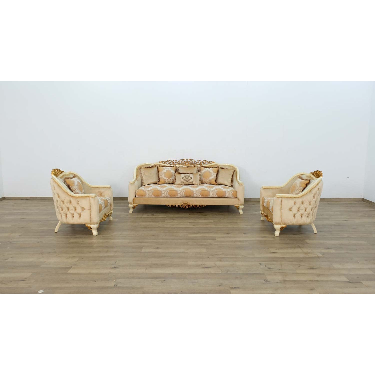 European Furniture - Angelica Loveseat in Brown & Gold - 45352-L - New Star Living