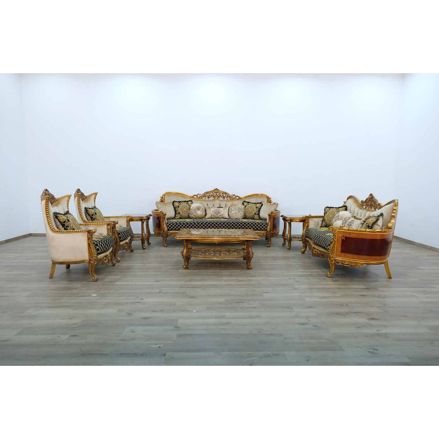European Furniture - Maggiolini II Sofa in Black and Gold - 31059-S - New Star Living