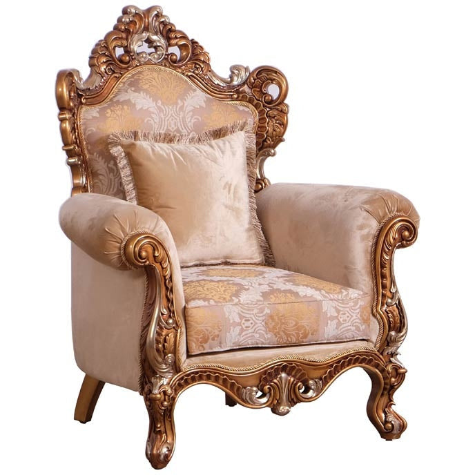 European Furniture - Emperador II Luxury Chair in Antique Brown with Antique Silver Blended with Light Gold - 42038-C - New Star Living