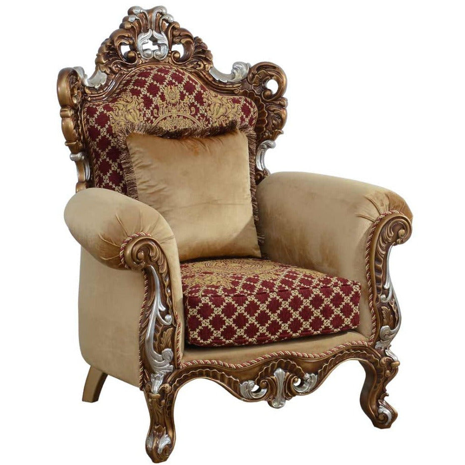 European Furniture - Emperador III 3 Piece Living Room Set in Red Gold - 42036-3SET - New Star Living