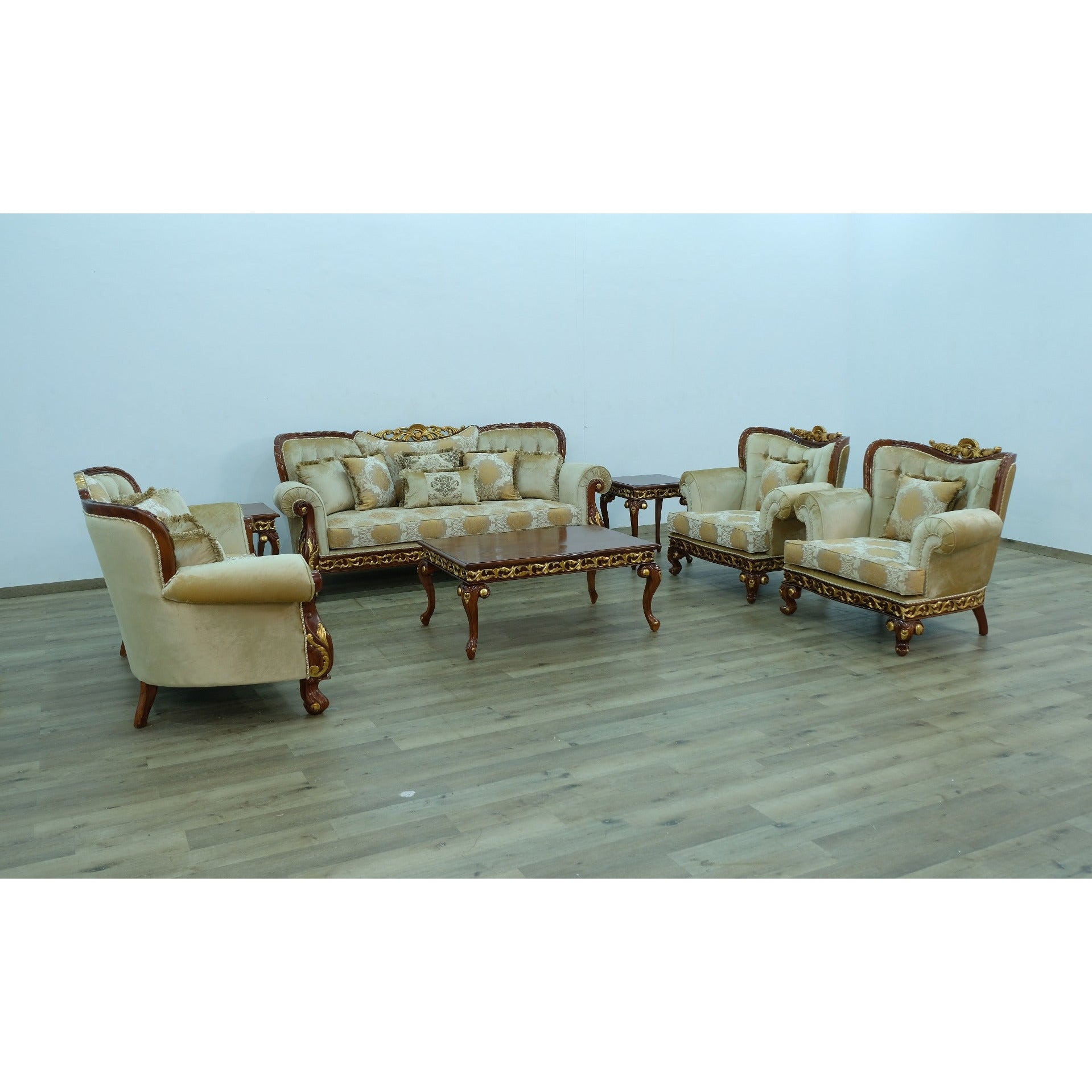 European Furniture - Fantasia II 4 Piece Living Room Set in Gold-Brown - 40019-4SET - New Star Living