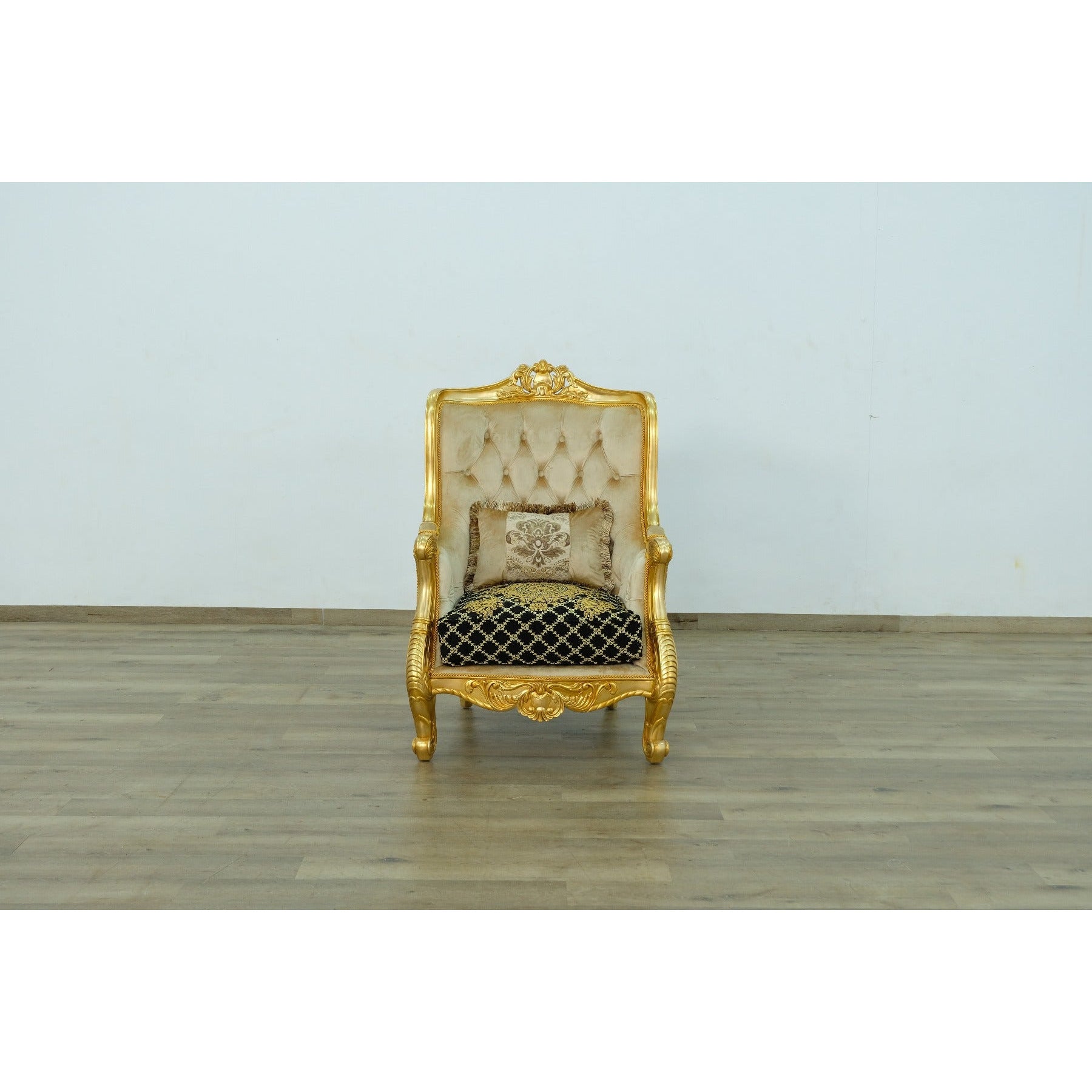 European Furniture - Luxor 3 Piece Living Room Set in Gold Leaf Black - 68585-3SET - New Star Living