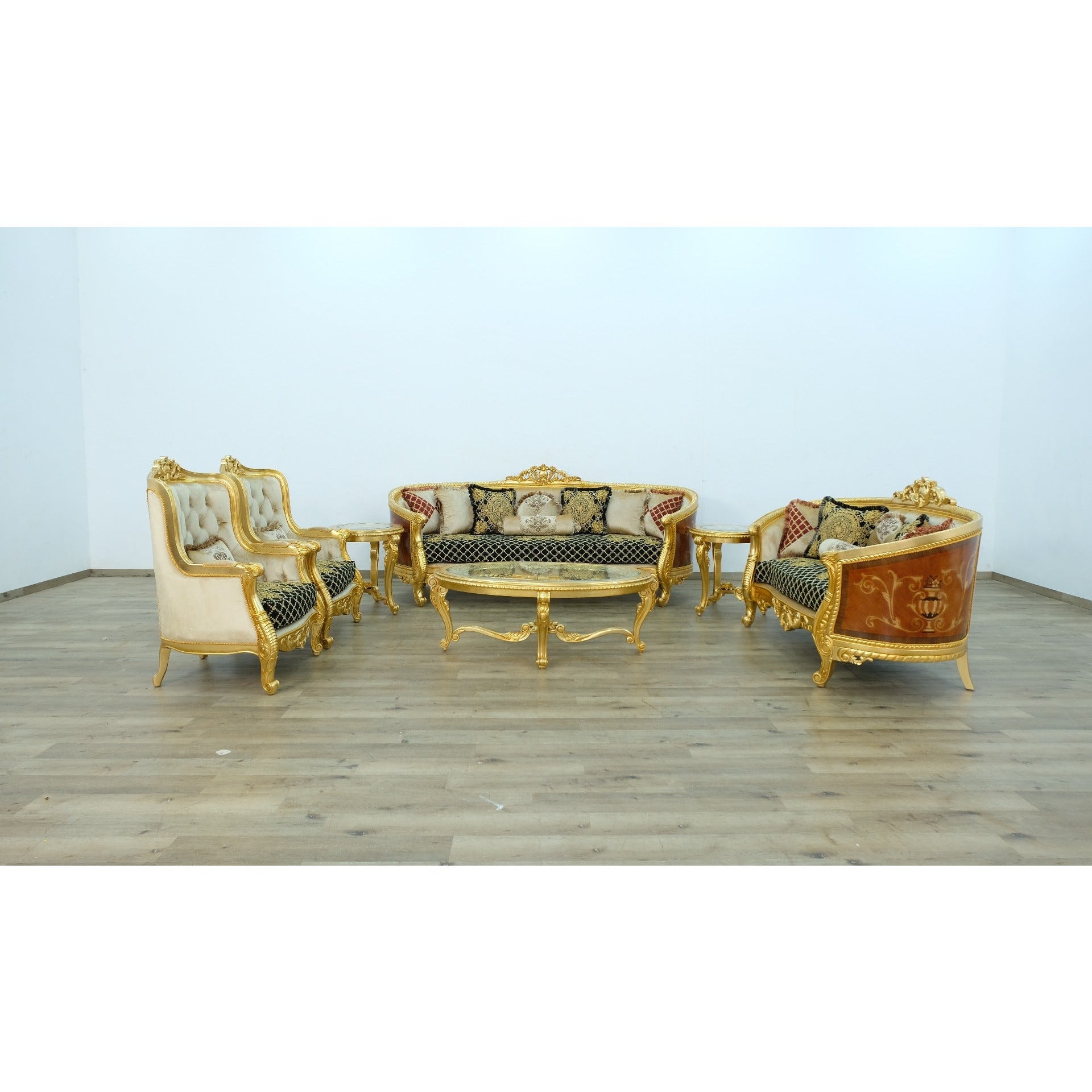 European Furniture - Luxor Sofa in Gold Leaf Black - 68585-S - New Star Living