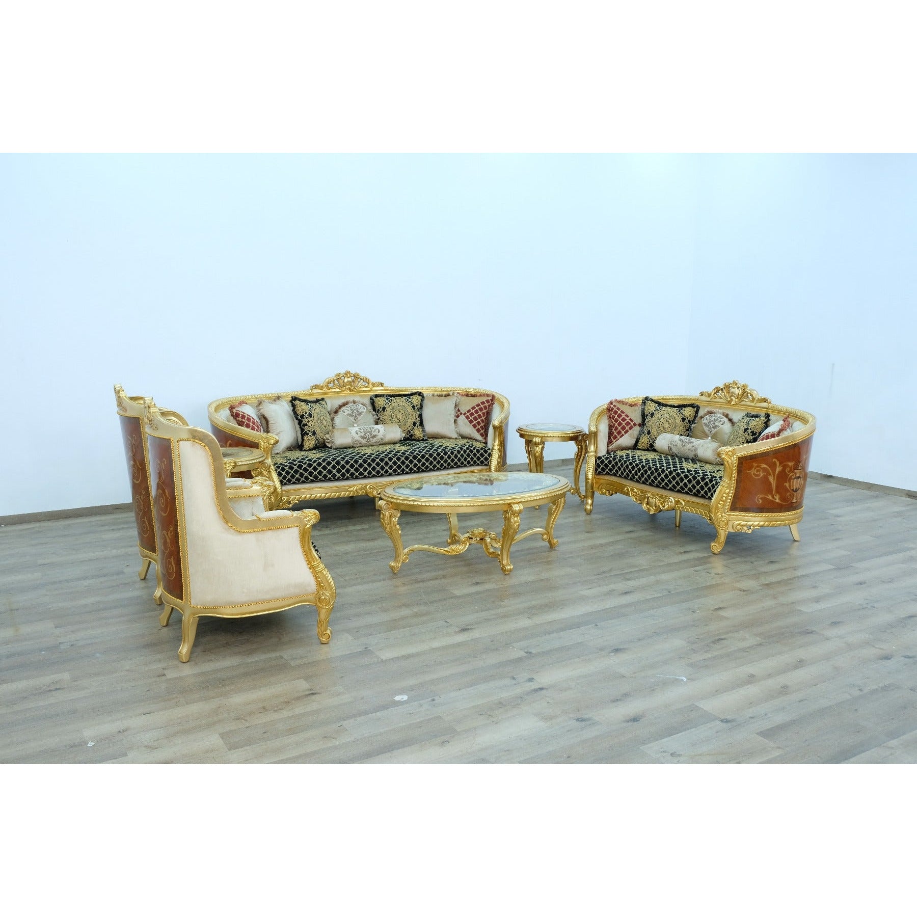 European Furniture - Luxor Chair in Gold Leaf Black - 68585-C - New Star Living