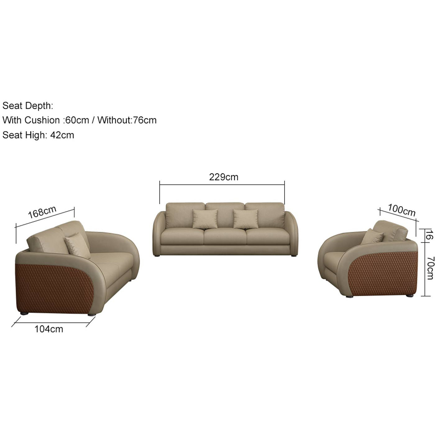 European Furniture - Noir 2 Piece Living Room Set in Sand Beige & Brown - 90880-2SET - New Star Living