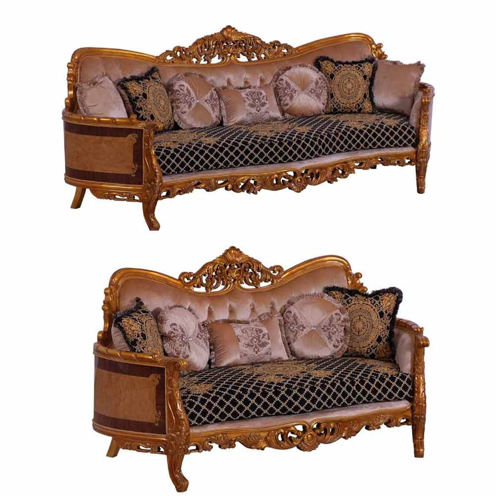 European Furniture - Modigliani II 2 Piece Luxury Sofa Set in Black and Gold - 31052-SL - New Star Living
