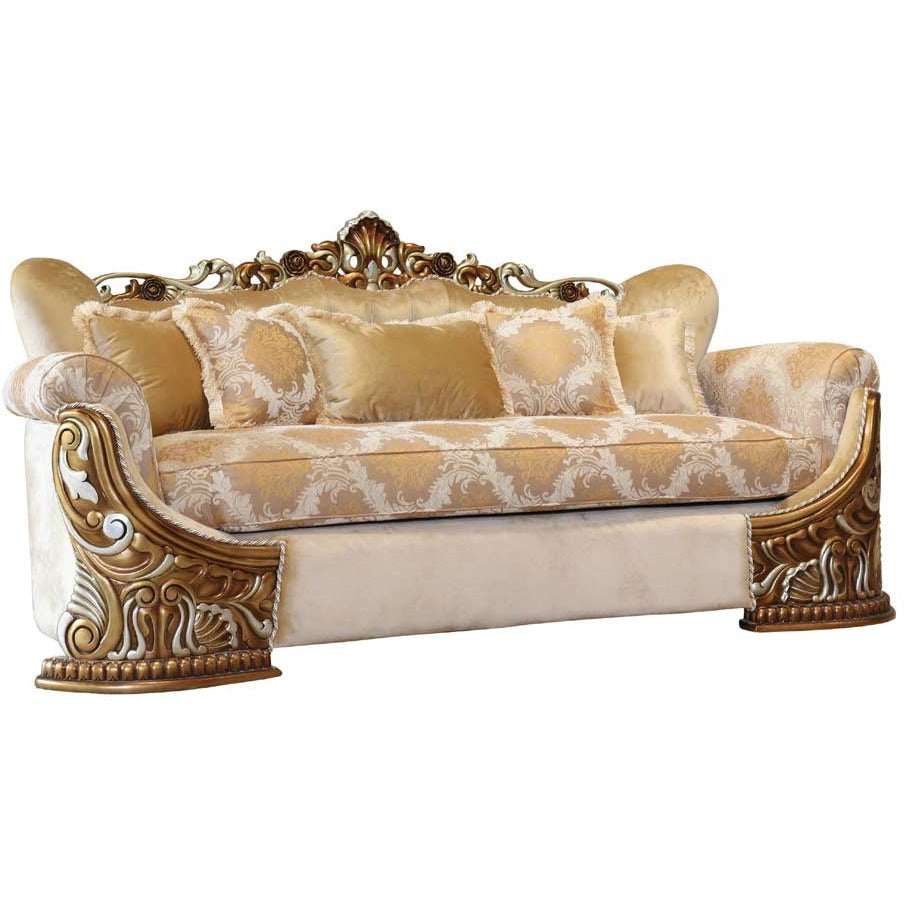 European Furniture - Emporior Luxury Sofa in Golden Brown with Antique Silver - 44753-S - New Star Living