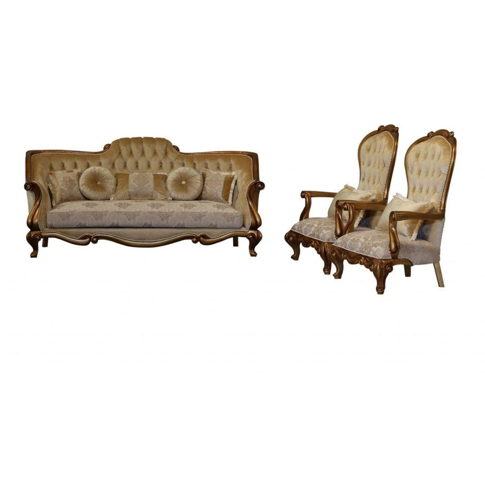 European Furniture - Carlotta 3 Piece Luxury Living Room Set in Golden Bronze - 41951-S2C - New Star Living