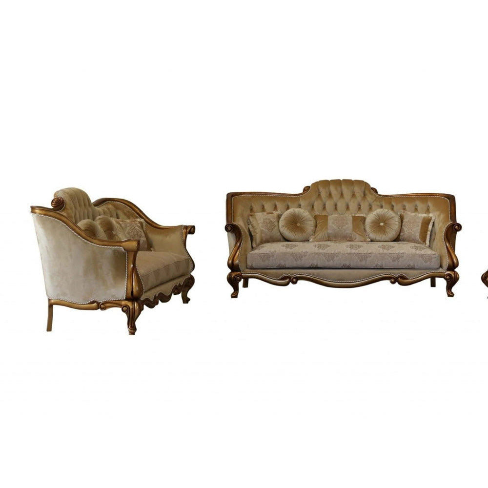 European Furniture - Carlotta 2 Piece Luxury Sofa Set in Golden Bronze - 41951-SL - New Star Living