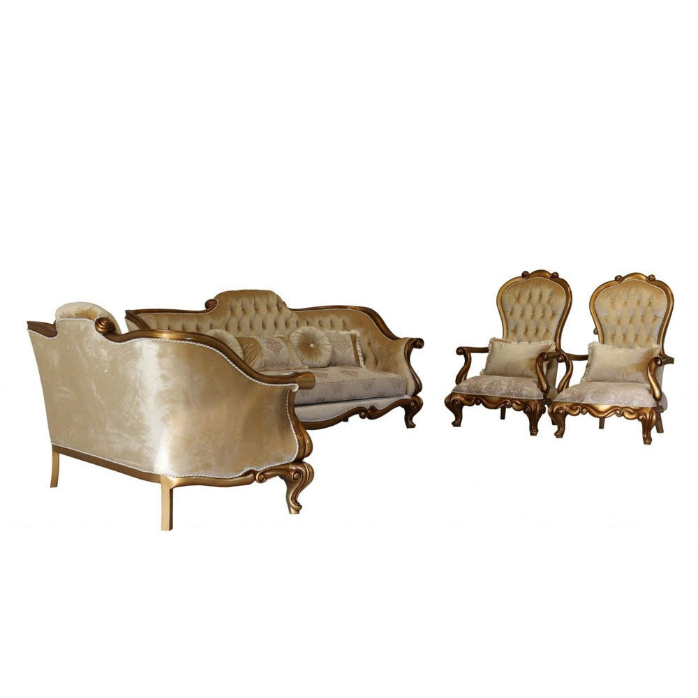 European Furniture - Carlotta 2 Piece Luxury Sofa Set in Golden Bronze - 41951-SC - New Star Living