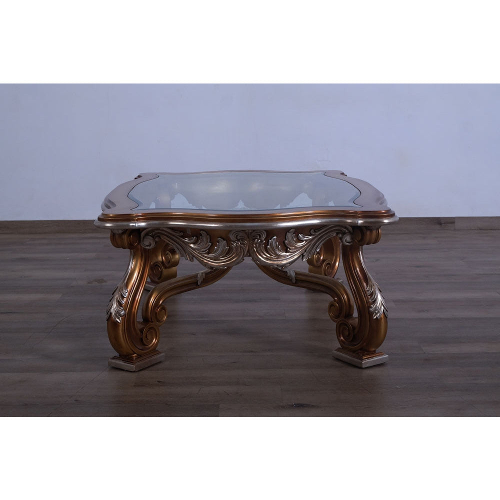 European Furniture - Tiziano II 3 Piece Luxury Occasional Table Set in Light Gold & Antique Silver - 38996-CT-ST - New Star Living