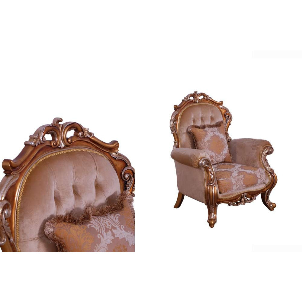 European Furniture - Tiziano II Luxury Chair in Light Gold & Antique Silver - Set of 2 - 38996-2C - New Star Living