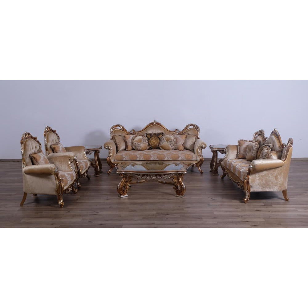 European Furniture - Tiziano II Luxury Sofa in Light Gold & Antique Silver - 38996-S - New Star Living