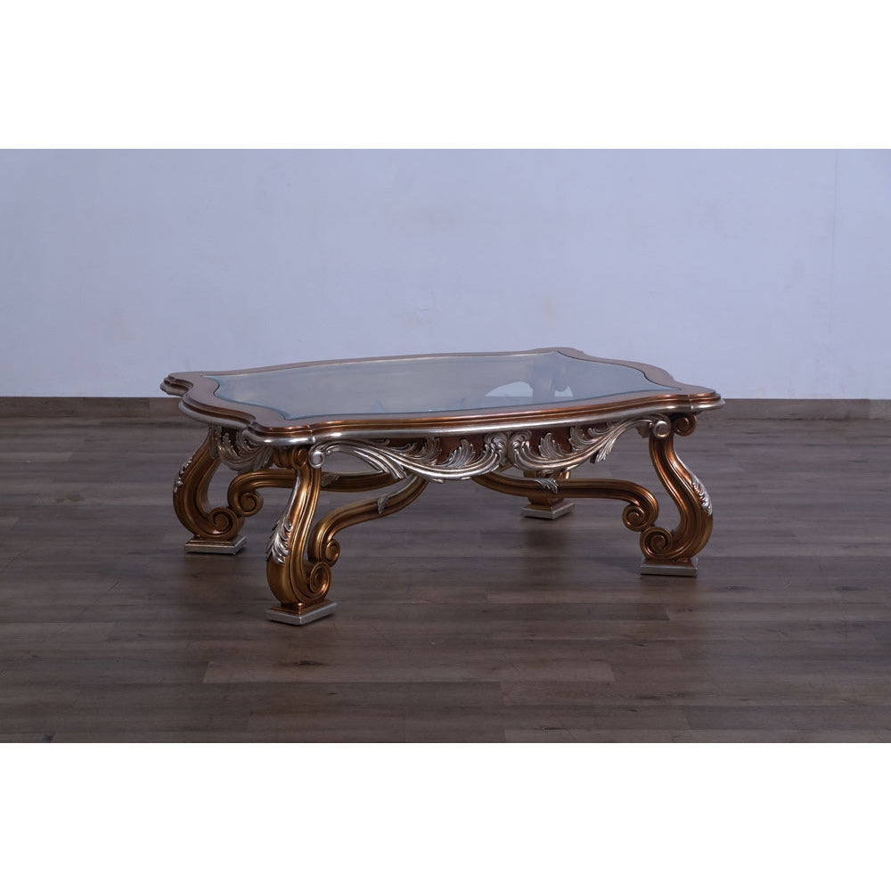 European Furniture - Tiziano II Luxury Coffee Table in Light Gold & Antique Silver - 38996-CT - New Star Living