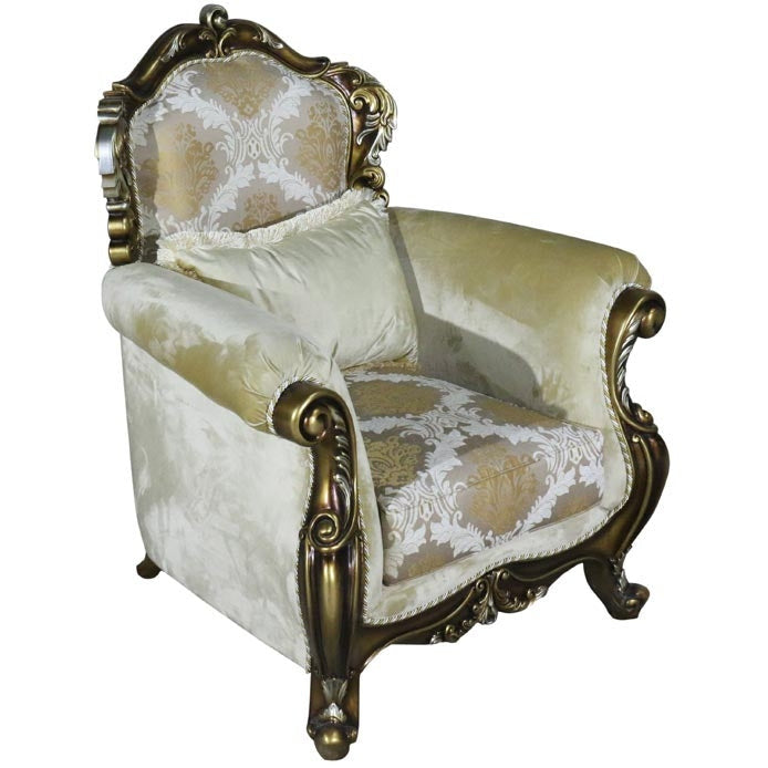 European Furniture - Tiziano Luxury Chair in Gold & Antique Silver - 38994-C - New Star Living