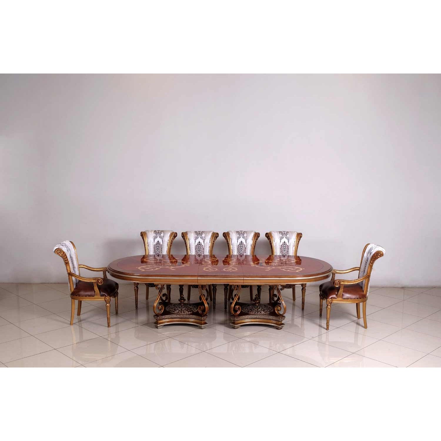 European Furniture - Valentina 9 Piece Dining Room Set in Brown - 51955-9SET - New Star Living