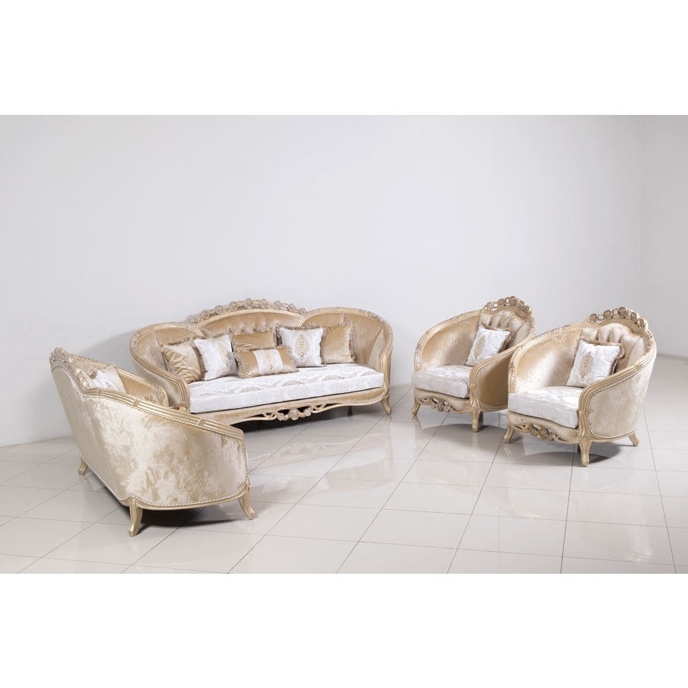 European Furniture - Valentina 2 Piece Luxury Sofa Set in Dark Champagne - 45001-SL - New Star Living