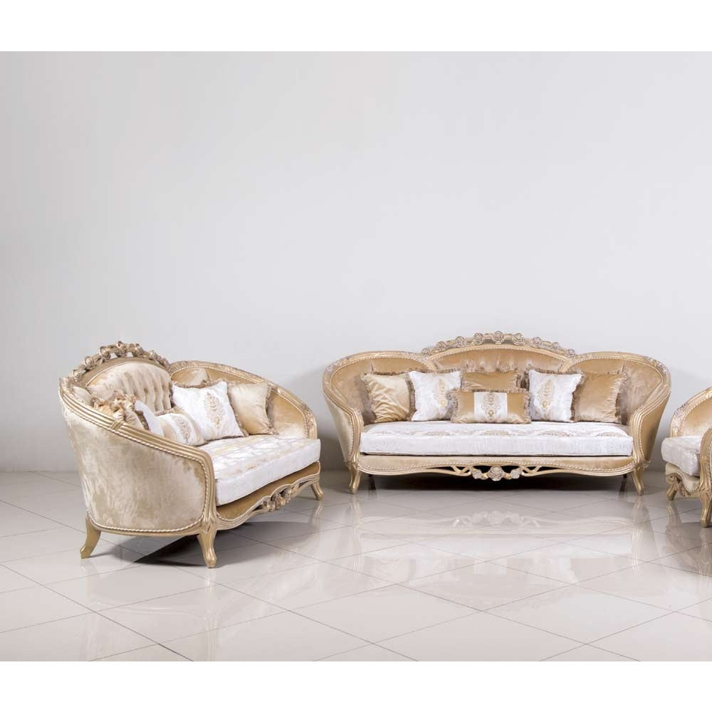 European Furniture - Valentina 2 Piece Luxury Sofa Set in Dark Champagne - 45001-SL - New Star Living