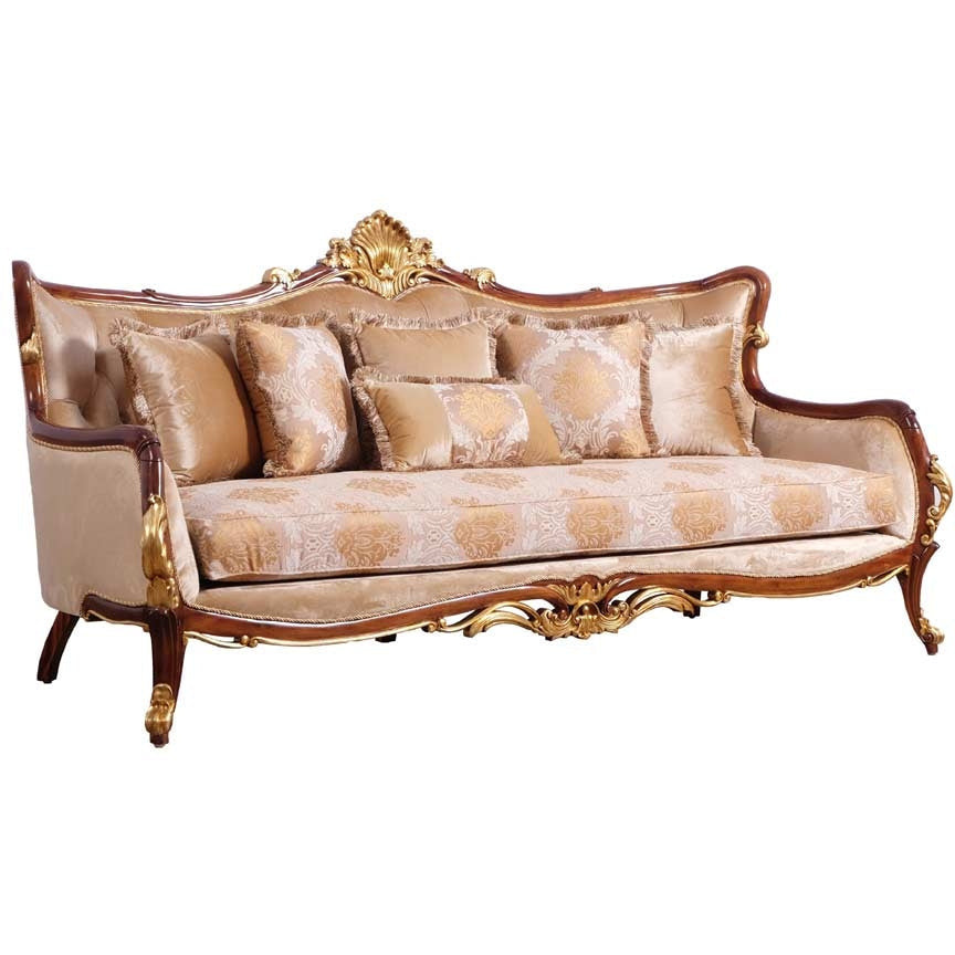 European Furniture - Veronica II 4 Piece Luxury Living Room Set in Antique Walnut and Antique Dark Gold leaf - 47078-SL2C - New Star Living
