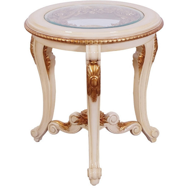 European Furniture - Veronica III 3 Piece Luxury Occasional Table Set in Antique Beige and Antique Dark Gold leaf - 47072-CT-ET - New Star Living