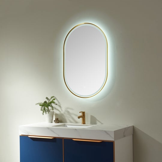 Vinnova 24'' Oval LED Lighted Accent Bathroom/Vanity Wall Mirror -813024O-LED-GF - New Star Living