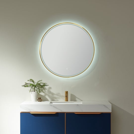 Vinnova 32'' Round LED Lighted Accent Bathroom/Vanity Wall Mirror - 815032C-LED-GF - New Star Living