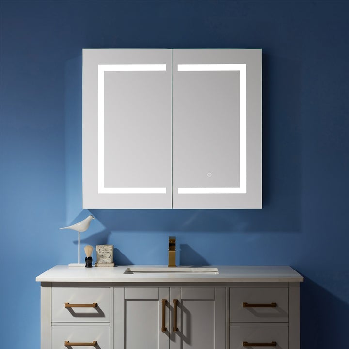 Vinnova 36" Rectangle Frameless Lighted Medicine Cabinet Wall Mounted Mirror - 809036R-LED-MC - New Star Living