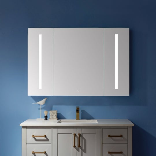 Vinnova 48" Rectangle Frameless Lighted Medicine Cabinet Wall Mounted Mirror - 808048R-LED-MC - New Star Living