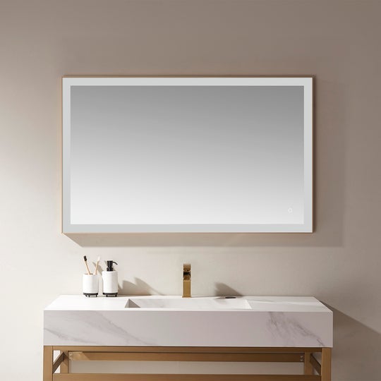 Vinnova 48'' Rectangle LED Lighted Accent Bathroom/Vanity Wall Mirror - 814048R-LED-GF - New Star Living