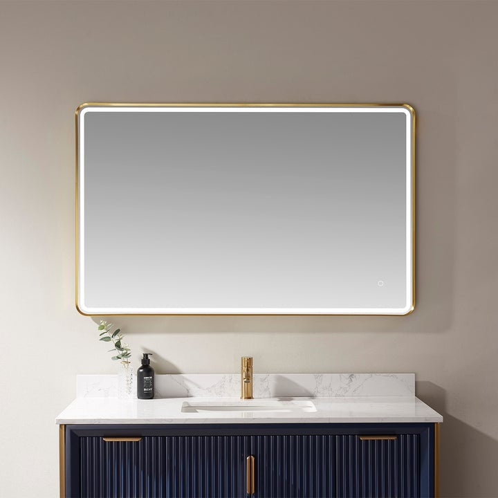 Vinnova 48'' Rectangle LED Lighted Accent Bathroom/Vanity Wall Mirror - 816048R-LED-GF - New Star Living