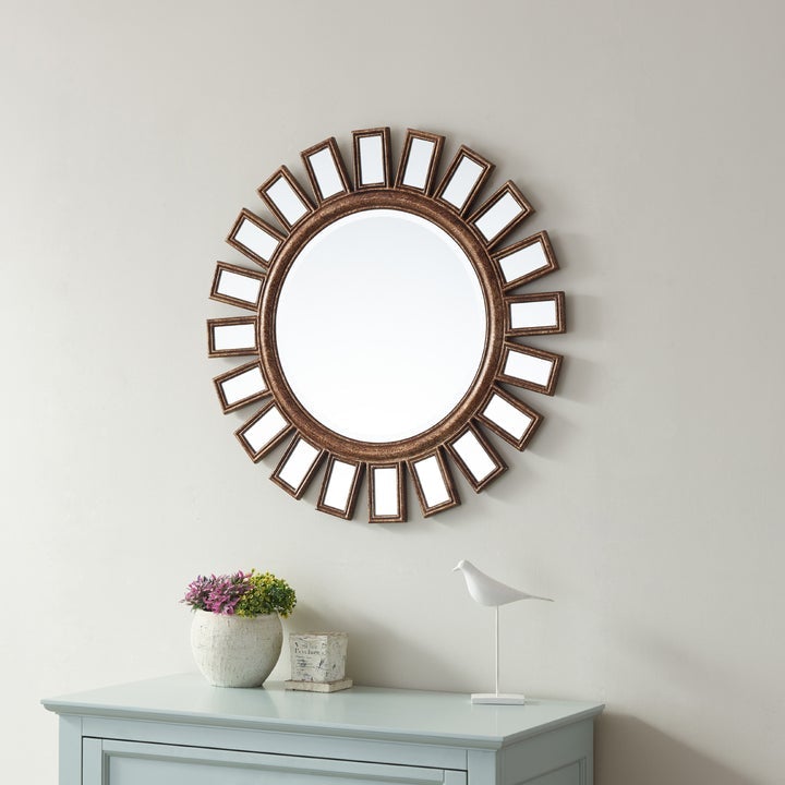 Vinnova Avellino 30" Circle Bathroom/Vanity Antique Brass framed Wall Mirror - 826030-CMIR-AB - New Star Living