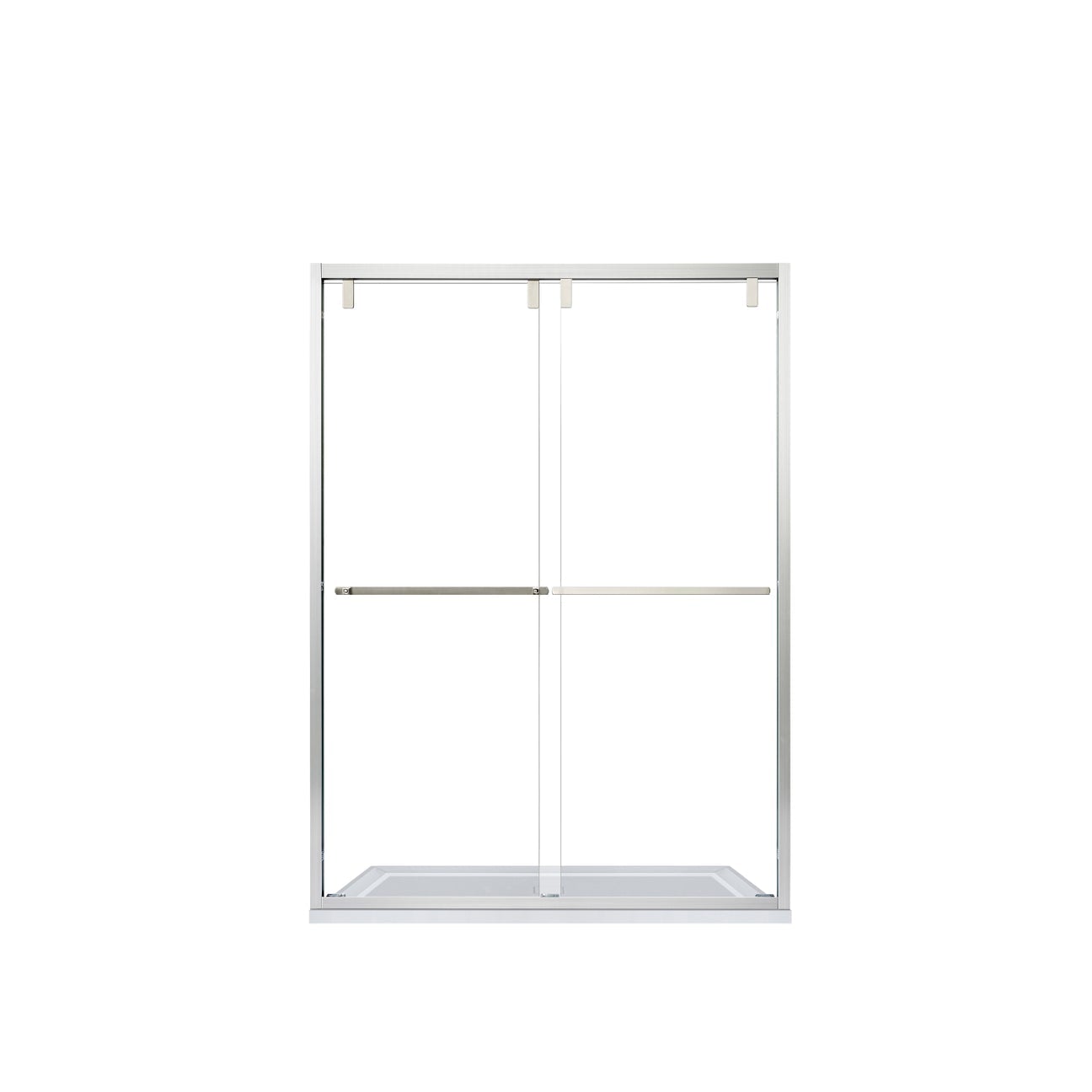 Vinnova Brescia 48" W x 76" H Double Sliding Framed Shower Door in Brushed Nickel - 307048-BP-BN - New Star Living