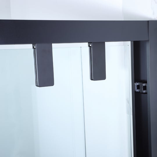 Vinnova Brescia 48" W x 76" H Double Sliding Framed Shower Door in Matt Black -307048-BP-MB - New Star Living