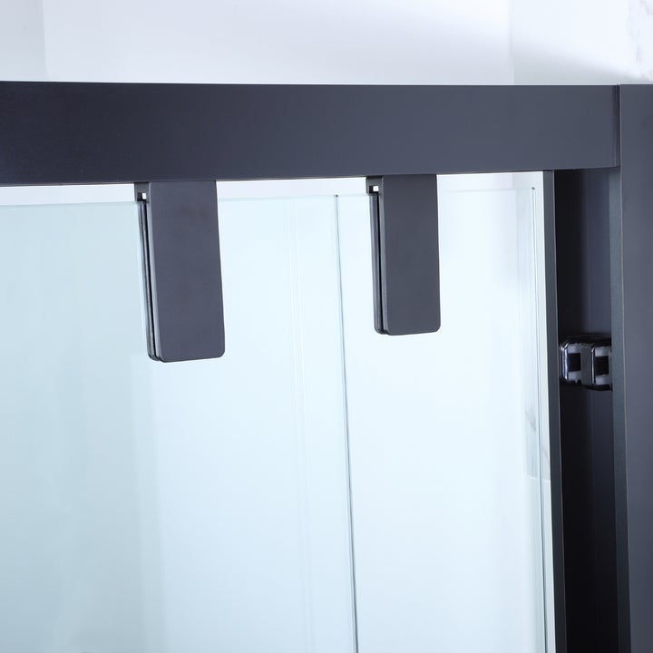 Vinnova Brescia 60" W x 76" H Double Sliding Framed Shower Door in Matt Black - 307060-BP-MB - New Star Living