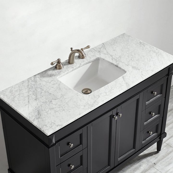 Vinnova Catania 48" Vanity in Espresso with Carrara White Marble Countertop Without Mirror -715048-ES-CA-NM - New Star Living