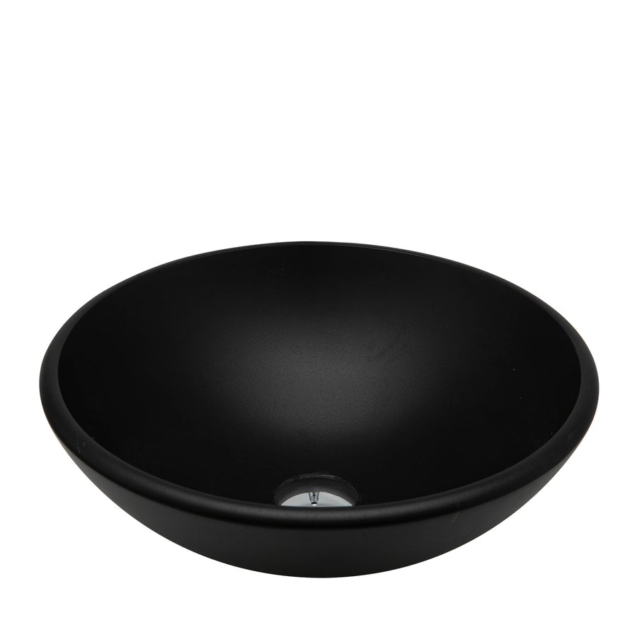 Vinnova Enna Matted Black Glass Circular Vessel Bathroom Sink without Faucet - 00316-GBS-MB - New Star Living