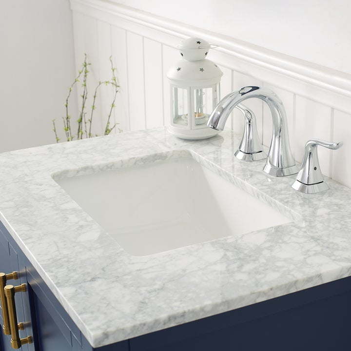 Vinnova Florence 30" Vanity in Royal Blue with Carrara White Marble Countertop Without Mirror -713030-RB-CA-NM - New Star Living
